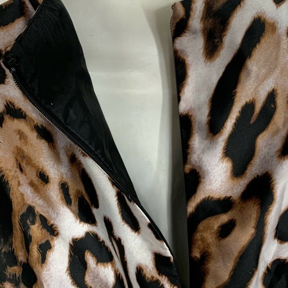 Boston Proper Dress Size 0 Animal Print Black Brown Zip up Pockets Sleeveless - Picture 7 of 10